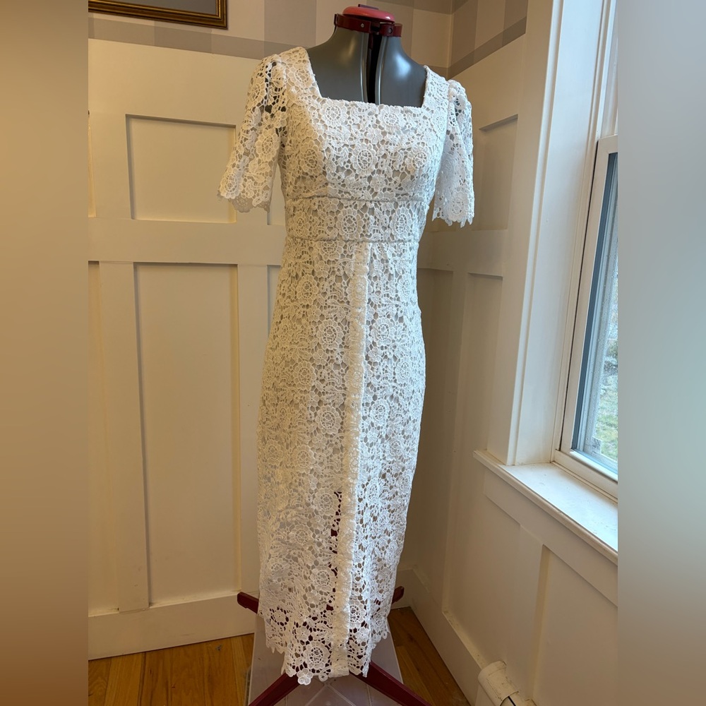 Dazy Lace Chic White Lace Midi Dress Size Small